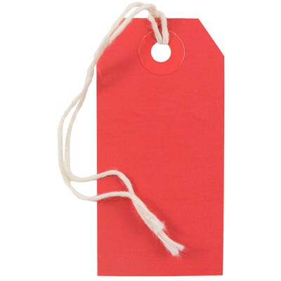 JAM PAPER Gift Tags with String, Small, 3 1/4 x 1 5/8, Red, Bulk 1000/Carton (9197264C)
