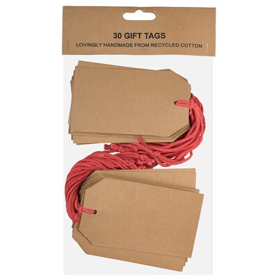 JAM Paper Handmade Gift tags with String, 4 x 2 1/4, Brown Kraft, 30/Pack (91937421)