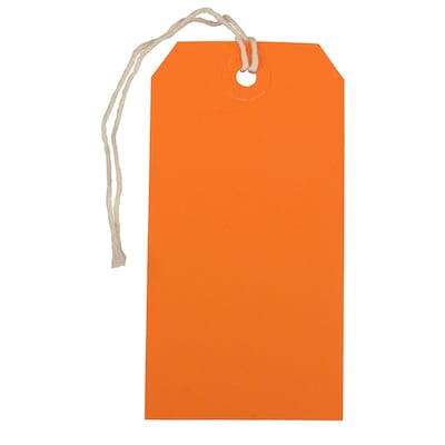 JAM PAPER Gift Tags with String, Medium, 4 3/4 x 2 3//8, Orange