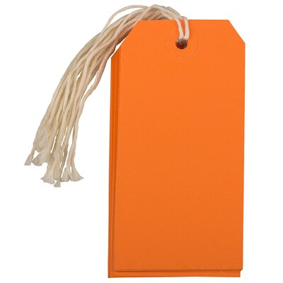 JAM PAPER Gift Tags with String, Medium, 4 3/4 x 2 3//8, Orange, Bulk 1000/Carton (39197117C)