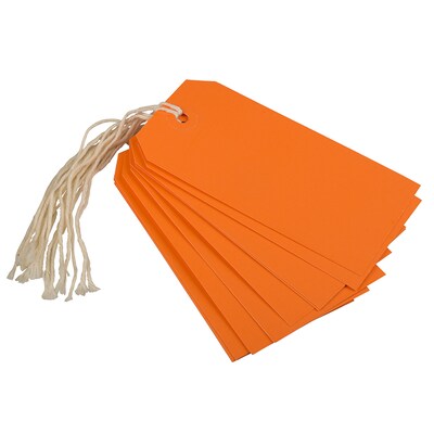 JAM PAPER Gift Tags with String, Medium, 4 3/4 x 2 3//8, Orange, Bulk 1000/Carton (39197117C)