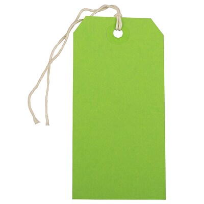 JAM PAPER Gift Tags with String, Medium, 4 3/4 x 2 3//8, Green, Bulk 1000/Carton (39197116C)
