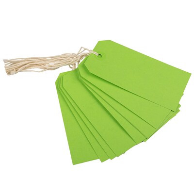 JAM PAPER Gift Tags with String, Medium, 4 3/4 x 2 3//8, Green, Bulk 1000/Carton (39197116C)