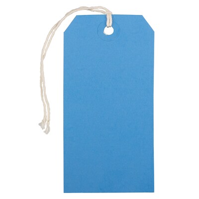 JAM PAPER Gift Tags with String, Medium, 4 3/4 x 2 3/8, Blue, Bulk 1000/Carton (39197115C)