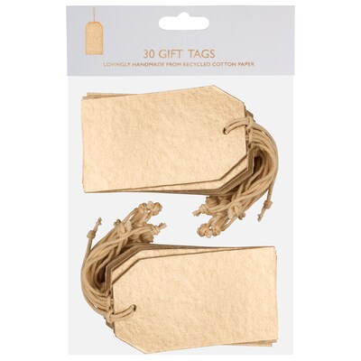 JAM Paper Handmade Gift tags with String, 4 x 2 1/4, Gold Shimmer, 30/Pack (91937422)