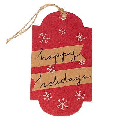 JAM PAPER Holiday Gift Tags, 4 1/4 x 2 3/8, Happy Holidays- 16/pack (207734325)