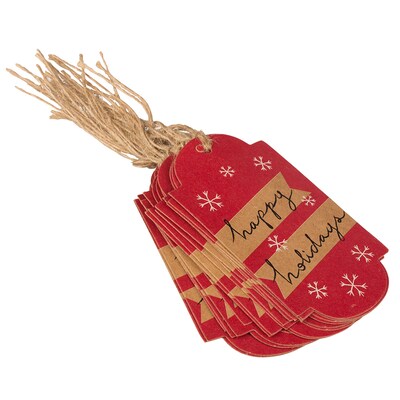 JAM PAPER Holiday Gift Tags, 4 1/4" x 2 3/8", Happy Holidays- 16/pack (207734325)