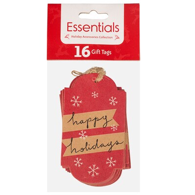 JAM PAPER Holiday Gift Tags, 4 1/4" x 2 3/8", Happy Holidays- 16/pack (207734325)