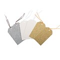 JAM PAPER Holiday Gift Tags with Ribbon, 3 3/4 x 1 1/2, Glitter Classic Seasonal, 6/Pack (207737254)