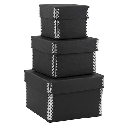 JAM PAPER Nesting Box Set, Small, Medium & Large, Black Kraft, 3/pack