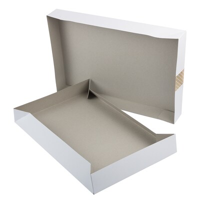 JAM PAPER Medium Christmas Boxes, Shirt Size, 14 1/4 x 9 1/2 x 1 7/8, Foil White Christmas Set, 2/Pack