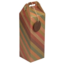 JAM PAPER Wine Gift Boxes with Tag, 4 4/5 x 4 4/5 x 17, Striped Kraft Christmas Recycled, 2/Pack