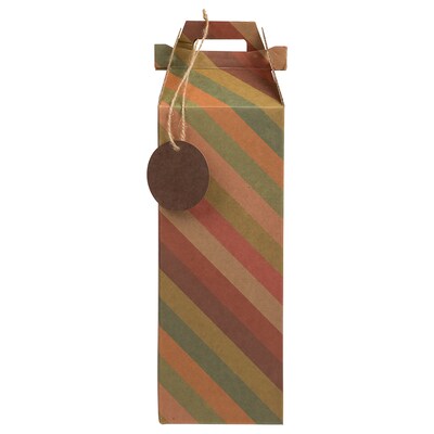 JAM PAPER Wine Gift Boxes with Tag, 4 4/5 x 4 4/5 x 17, Striped Kraft Christmas Recycled, 2/Pack