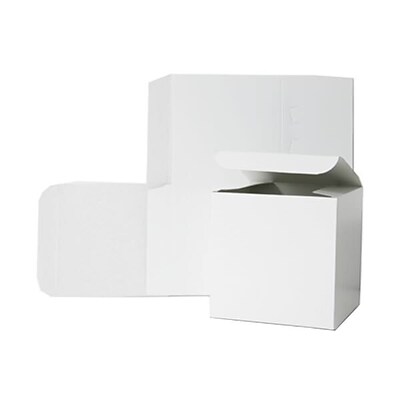 JAM PAPER Open Lid Gift Boxes, 7 x 7 x 7, White (4653835)