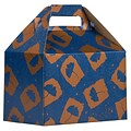 JAM PAPER Gable Gift Box with Handle, Medium, 4 x 8 x 5 1/4, Blue & Orange Flower Design (4353518)