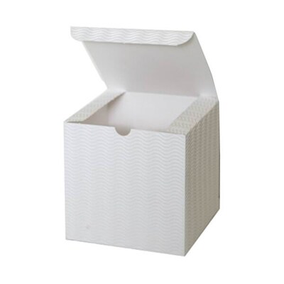 JAM Paper Open Lid Gift Boxes with Corrugated Waves, 6 x 6 x 6, White (8256316)