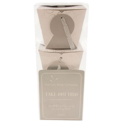JAM PAPER Paper Chinese Take Out Containers, Small / Mini (2 1/2 x 2 x 2 1/2), White with Silver, 3/pack
