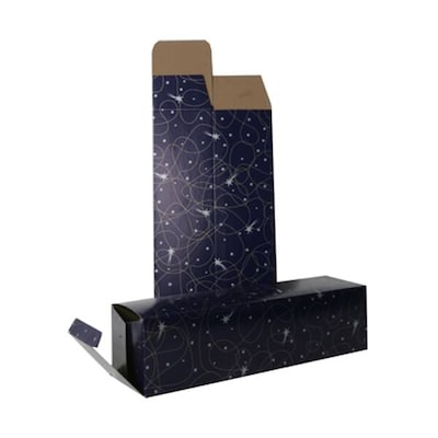 JAM PAPER Holiday Wine Boxes, 3 1/4 x 3 1/4 x 13 1/4, Night Sky Shooting Stars, Bulk 100/Pack