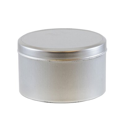JAM PAPER Tiny Round Single Metallic Cookie Tins, 3 1/4 x 3 1/4 x 2 1/4, Silver