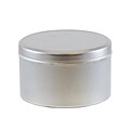 JAM PAPER Tiny Round Single Metallic Cookie Tins, 3 1/4 x 3 1/4 x 2 1/4, Silver