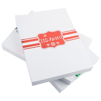 JAM PAPER Small Christmas Boxes, Lingerie / Blouse Size, 10 7/8 x 7 7/8 x 1 1/4, Foil White Christmas Set, 3/Pack