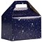 JAM PAPER Gable Gift Box with Handle, Medium, 4 x 8 x 5 1/4, Purple Shooting Stars Design (4353525)