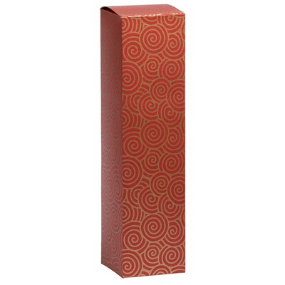 JAM PAPER Wine Gift Boxes, 3 1/4 x 3 1/4 x 13 1/4, Red with Swirls, 2/Pack