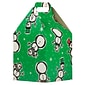 JAM PAPER Gable Gift Box with Handle Large, 8 x 7 1/4 x 8, Green Snowman Design