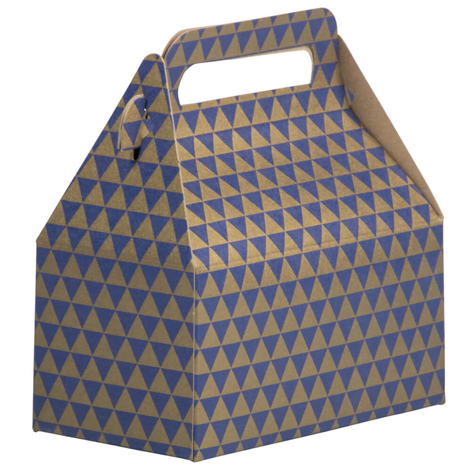 JAM PAPER Gable Gift Box with Handle, Small, 3 1/4 x 6 x 3, Purple & Gold Diamond