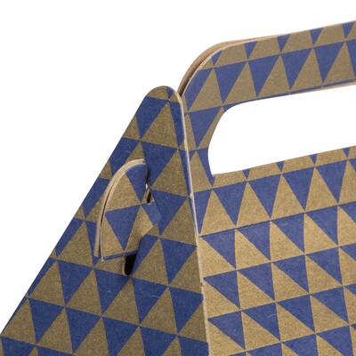 JAM PAPER Gable Gift Box with Handle, Small, 3 1/4 x 6 x 3, Purple & Gold Diamond