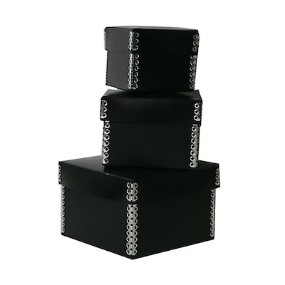 JAM PAPER Nesting Box Set, Small, Medium & Large, Black Plastic, 3/pack
