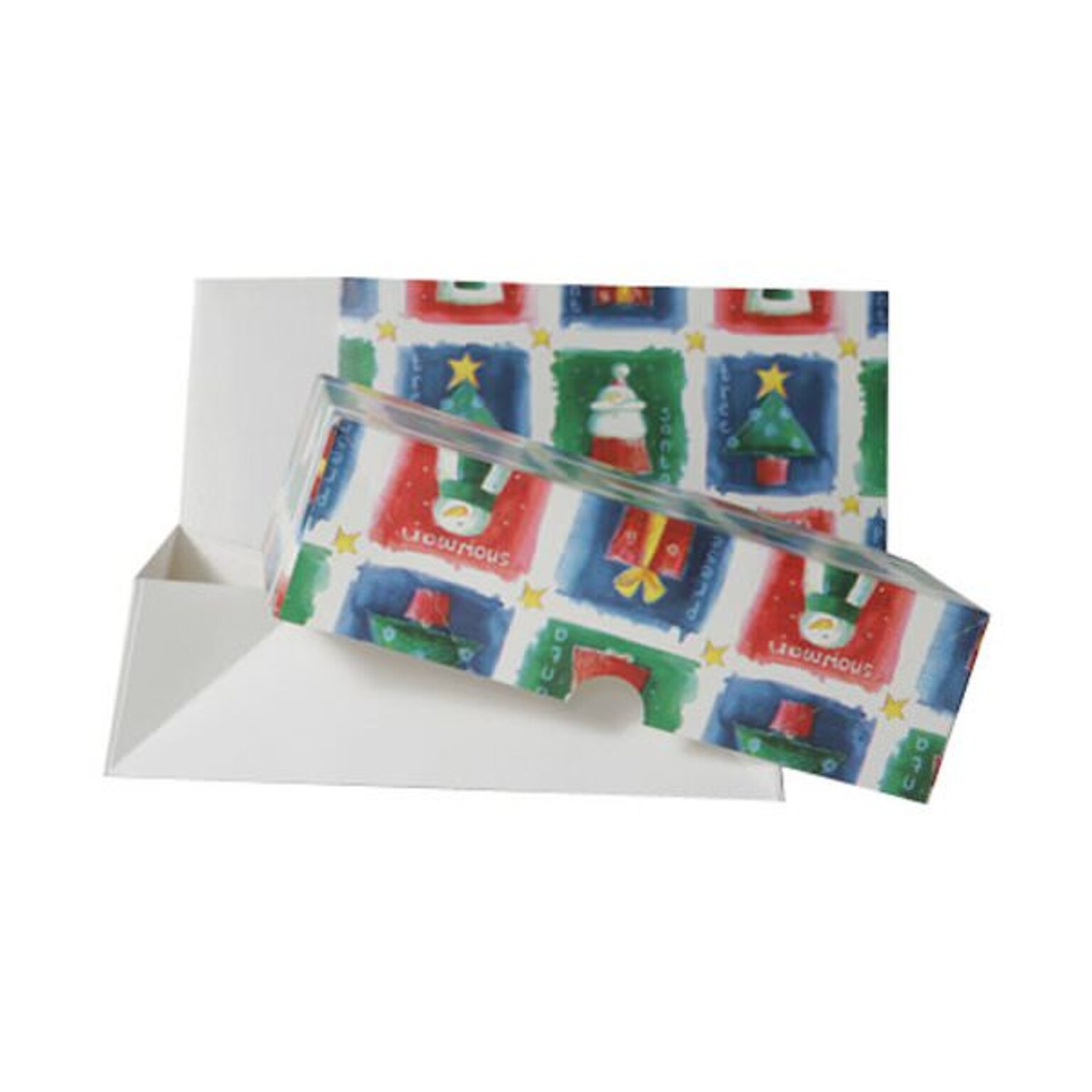 JAM PAPER Christmas Gift Box, 10 x 12 x 3, Santa Christmas Tree