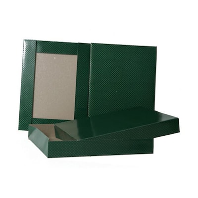 JAM PAPER Gift Box, 8 1/2 x 11 1/2 x 1 5/8, Green With Gold Dots