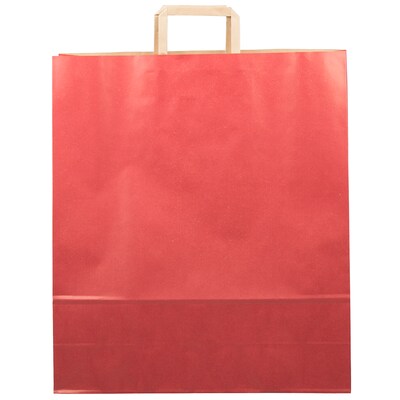 JAM PAPER Gift Bags with English Handle, XXXL, 17 x 20 x 5 1/2, Red Kraft Pinstripe, Bulk 500 Bags/Box (677EHKREPC)