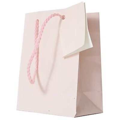 JAM PAPER Gift Bags with Rope Handles, Small, 4 x 5 1/2 x 2 1/2, Pink Glossy, 3/Pack (671GLPIA)
