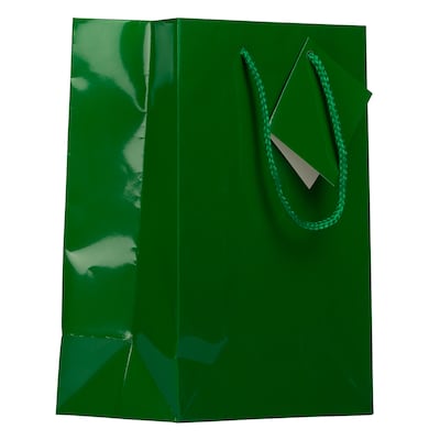 JAM Paper Glossy Gift Bag with Rope Handles, Medium, Green, 3 Bags/Pack (672GLGRB)