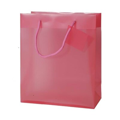 JAM PAPER Translucent Shopping Bags, 6 1/2 x 8 1/2 x 3 1/2, Hot Pink, Bulk 100 Bags/Pack (0492026B)