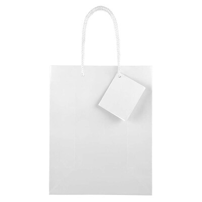 JAM Paper Glossy Gift Bag with Rope Handles, Medium, White, 3 Bags/Pack (672GLWHB)