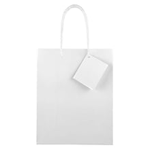 JAM PAPER Glossy Gift Bags with Rope Handles, Medium, 8 x 4 x 10, White, Bulk 100 Bags/Pack (672GLWH