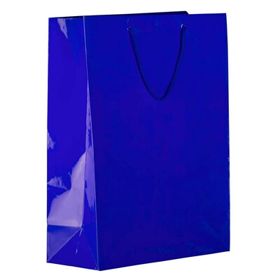 JAM PAPER Gift Bags with Rope Handles, X-Large, 12 1/2 x 17 x 6, Blue Glossy, Bulk 100 Bags/Pack (674GLBU100)