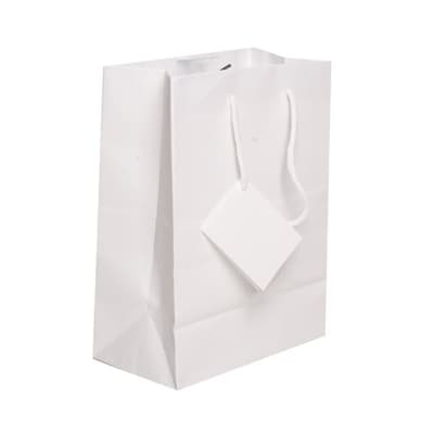 JAM Paper Matte Gift Bag with Rope Handles, Medium, White, 3 Bags/Pack (672MAWHA)