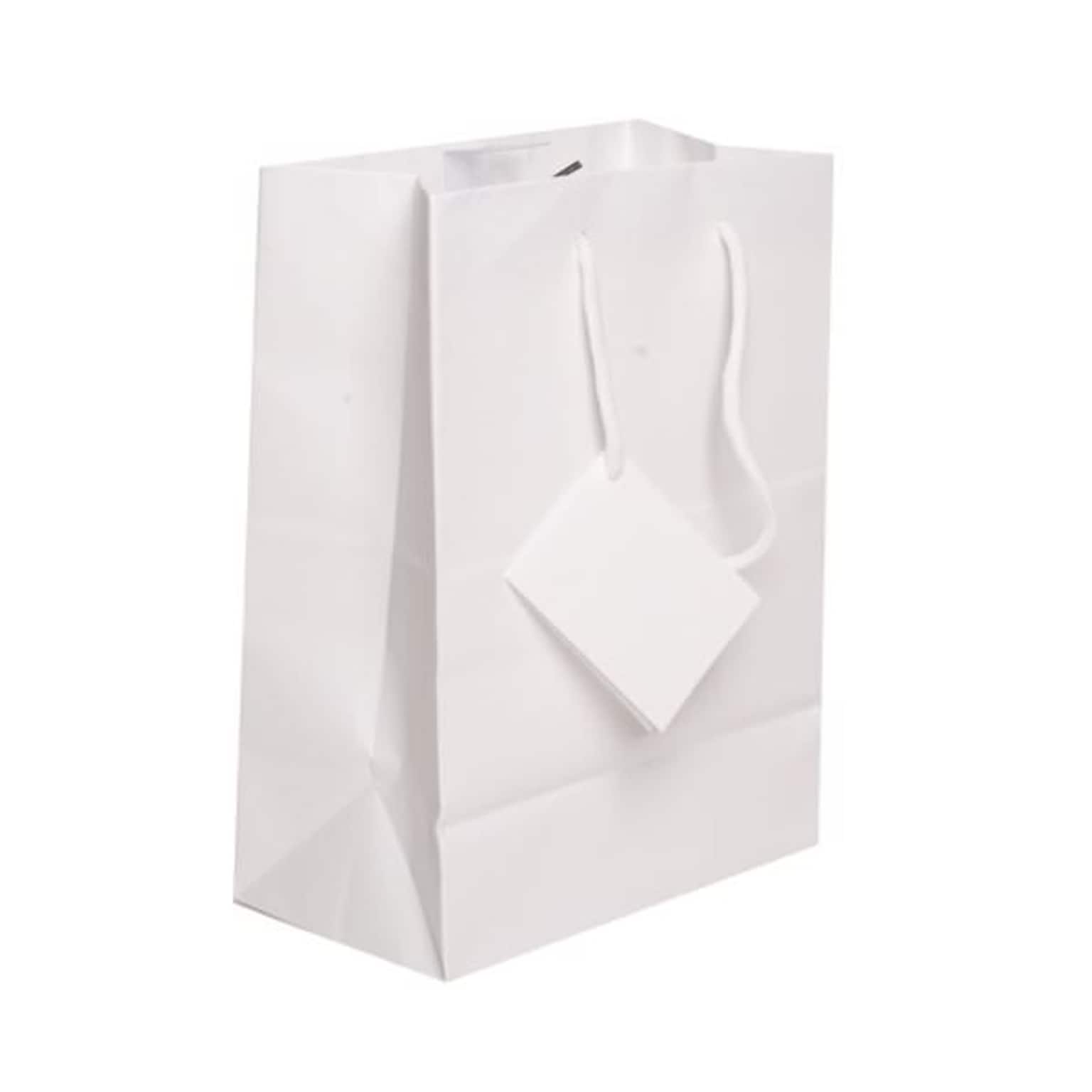 JAM Paper Matte Gift Bag with Rope Handles, Medium, White, 3 Bags/Pack (672MAWHA)