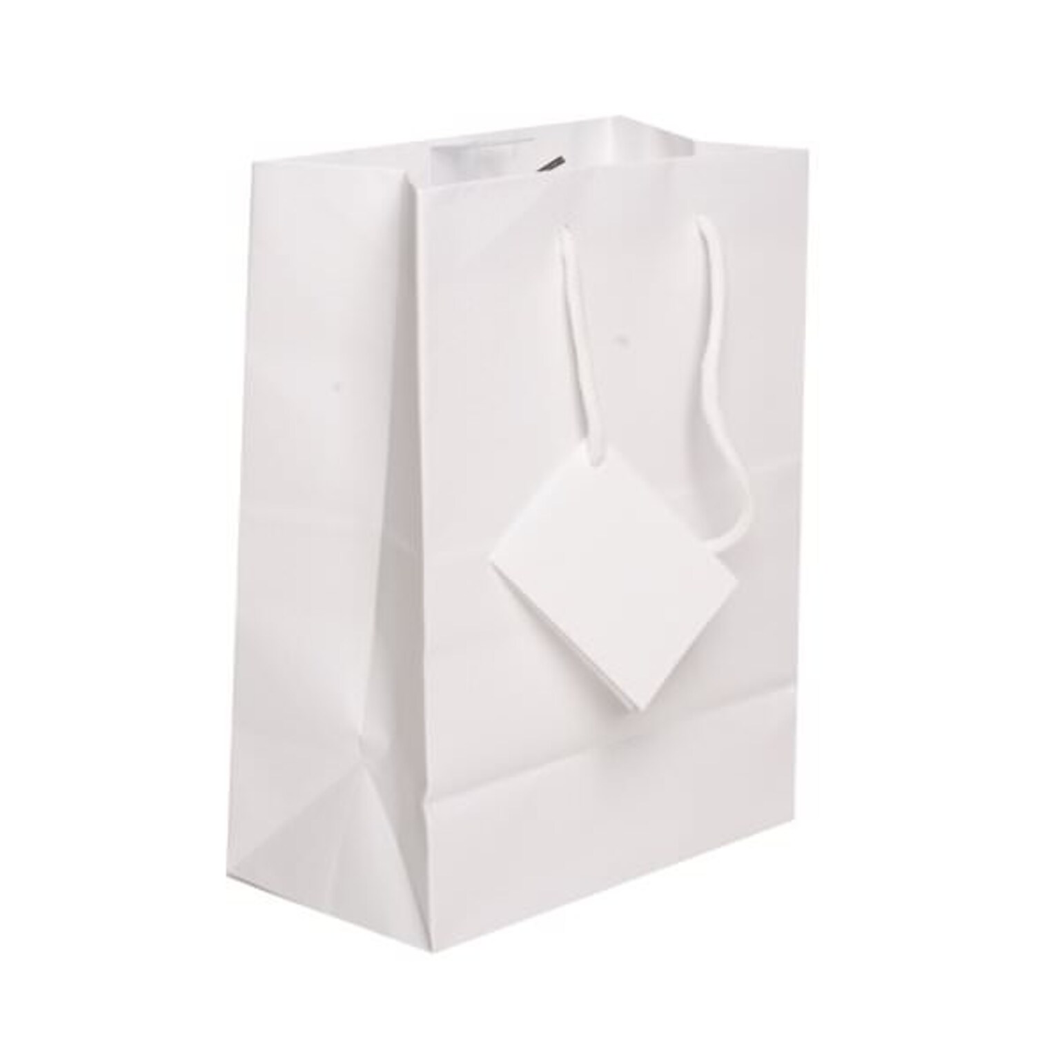 JAM PAPER Gift Bags with Rope Handles, Medium, 8 x 10 x 4, White Matte, 3/Pack (672MAWHA)