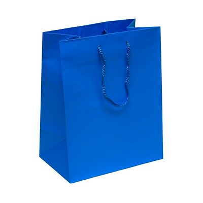 JAM PAPER Gift Bags with Rope Handles, Large, 10 x 13 x 5, Blue Matte, Bulk 100 Bags/Pack (673MABUB)