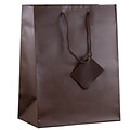 JAM PAPER Matte Gift Bags with Rope Handles, Large, 10 x 13 x 5, Chocolate Brown, Bulk 100 Bags/Pack (673MACHB100)