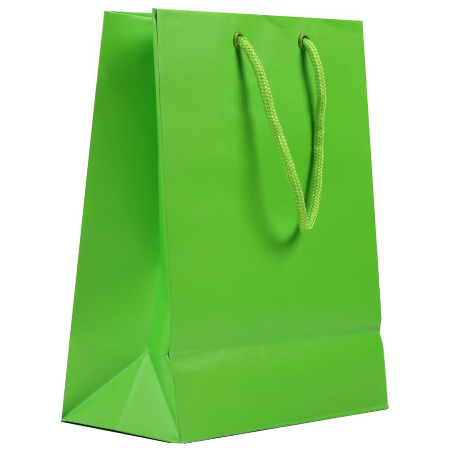 JAM Paper Matte Gift Bag with Rope Handles, 8 x 10 x 4, Lime Green, 3 Bags/Pack (672MALIA)