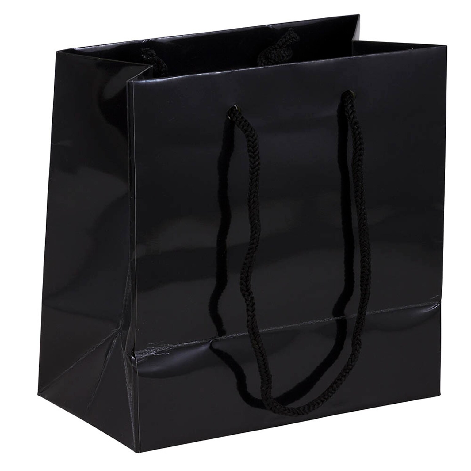 JAM Paper Glossy Gift Bag with Rope Handles, Small, Black, 100 Bags/Pack (896GLBL100)