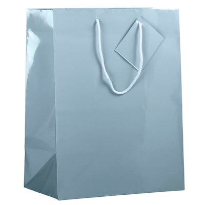 JAM Paper Glossy Gift Bag with Rope Handles, Large, Baby Blue, 3 Bags/Pack (673GLBBB)
