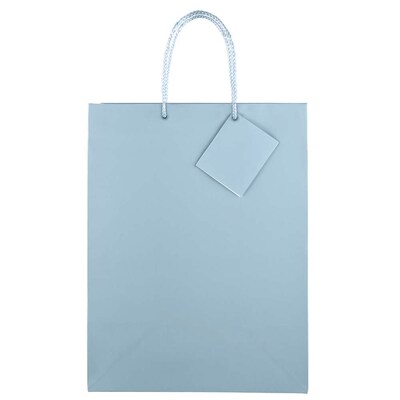 JAM Paper Glossy Gift Bag with Rope Handles, Large, Baby Blue, 3 Bags/Pack (673GLBBB)