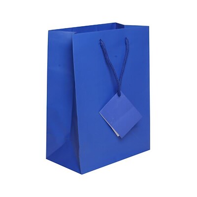 JAM Paper® Gift Bags, Medium, 8 x 10 x 4, Blue Matte, 100/pack (672MABU100)